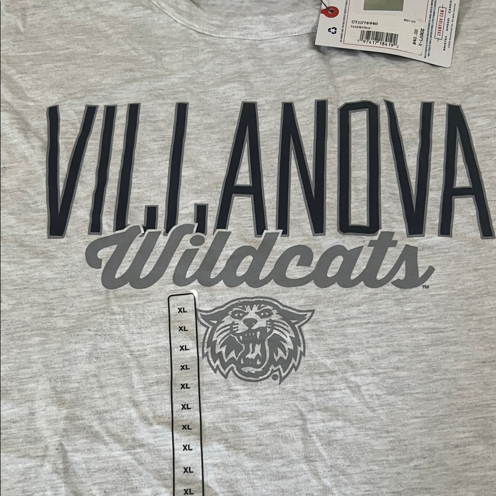 Champion Villanova Wildcats Gray Graphic Short Sleeve Tee